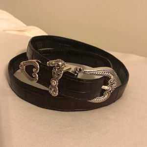 Brighton Hearts Reversible Belt - Size 34 - Black and Brown Leather